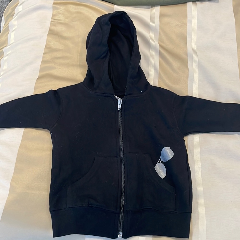 Net Size 6 month baby hoodie with aviator design and major cutie in the back
